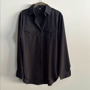 Black Lightweight Shirt Jacket with Relaxed Fit
